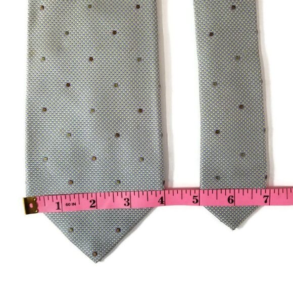 Borrelli Napoli Mens Luxury 7 Fold Gray Yellow Silk Made in Italy Neck Tie - Picture 5 of 10